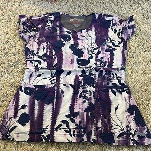 Greys Anatomy Floral Print Scrub Top